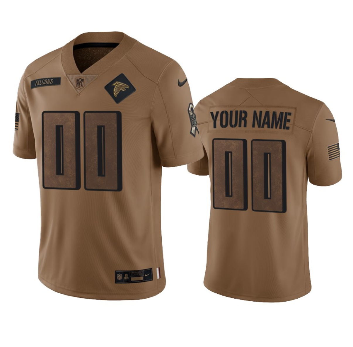 Men's Atlanta Falcons Active Player Custom 2023 Brown Salute To Setvice Limited Football Stitched Jersey